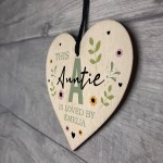 Personalised Mothers Day Birthday Gift For Auntie Wood Heart 