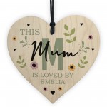 Personalised Mothers Day Birthday Gift For Mum Wood Heart Plaque