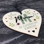 Personalised Mothers Day Birthday Gift For Mum Wood Heart Plaque