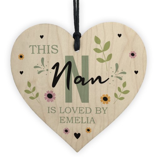 Personalised Mothers Day Birthday Gift For Nan Wood Heart Plaque