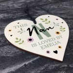 Personalised Mothers Day Birthday Gift For Nan Wood Heart Plaque