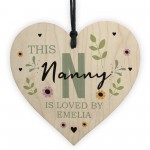 Personalised Mothers Day Birthday Gift For Nanny Wood Heart