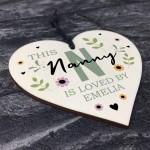 Personalised Mothers Day Birthday Gift For Nanny Wood Heart