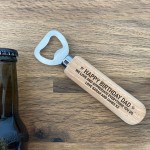 Personalised Wooden Bottle Opener Any Text Birthday Gift For Dad