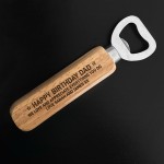 Personalised Wooden Bottle Opener Any Text Birthday Gift For Dad