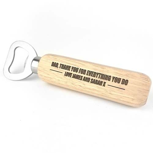 Personalised Wooden Bottle Opener Dad Daddy Gift For Him