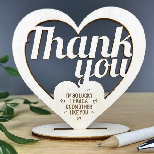 THANK YOU GIFT For Godmother Wooden Engraved Sign Birthday