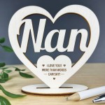 Gifts For Nan Engraved Wooden Heart Plaque Birthday Christmas