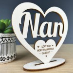 Gifts For Nan Engraved Wooden Heart Plaque Birthday Christmas