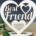 Friendship Plaque Best Friend Gift Engraved Wood Heart Birthday 