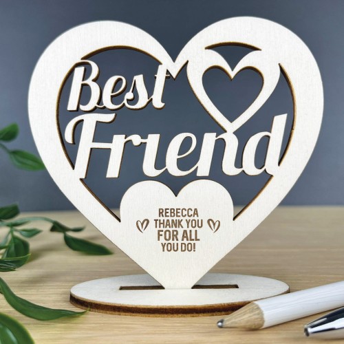 Personalised Gift For Best Friend Engraved Heart Friendship