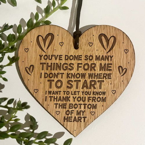 Special Thank You Friend Gift Engraved Heart Hanging Sign