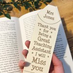 Teacher Leaving Gifts Personalised Bookmark Teaching Assistant