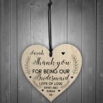 Personalised Thank You Gift For Bridesmaid Wood Heart Wedding