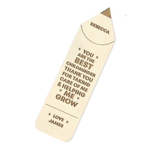 Personalised Best Childminder Gift Engraved Wood Bookmark