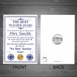 Teacher Cards From Children Personalised BEST TEACHER Card