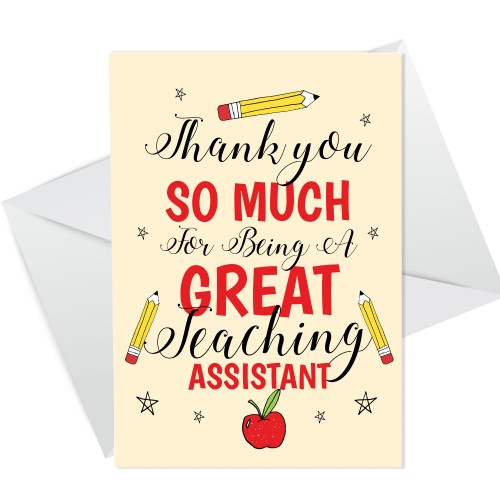 Thank You Card For Teaching Assistant Nursery School Gift