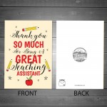 Thank You Card For Teaching Assistant Nursery School Gift