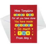 Teacher Cards From Children Thank You Teacher Card Personalised