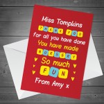 Teacher Cards From Children Thank You Teacher Card Personalised