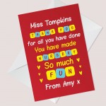 Teacher Cards From Children Thank You Teacher Card Personalised