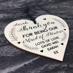 Personalised Thank You Gift For Maid Of Honour Wood Heart