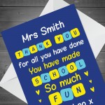 Thank You Teacher Greetings Card Appreciation Card Personalised