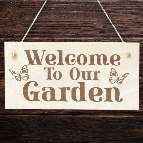 Garden Hanging Welcome Plaques Engraved Garden Shed Home