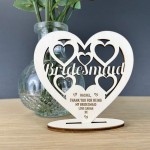 Red Ocean Gift For Maid Of Honour Thank You Wood Standing Heart