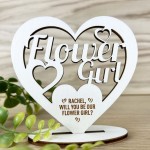 Will You Be Our Flower Girl Proposal Gift Wood Standing Heart