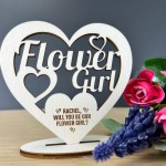 Will You Be Our Flower Girl Proposal Gift Wood Standing Heart