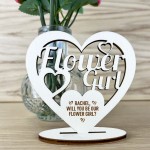 Will You Be Our Flower Girl Proposal Gift Wood Standing Heart