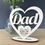 Happy Fathers Day Gift Dad Gift Freestanding Wood Heart