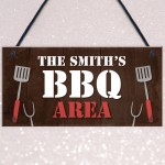 Red Ocean BBQ AREA Personalised BBQ Signs For Outside Garden