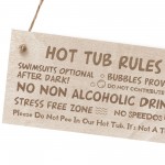 Hot Tub Rules Funny Wooden Hanging Plaque Gift Garden Home