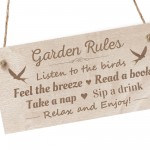 Garden Rules Sign Engraved Wood Garden Signs And Plaques Shed