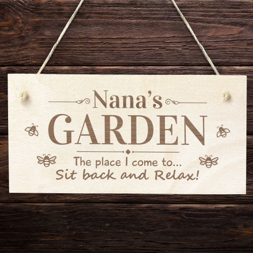 Nanas Garden Sign Hanging Engraved Plaque Garden Signs