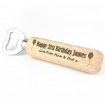 Personalised 18th 21st 30th 50th Birthday Wooden Bottle Opener