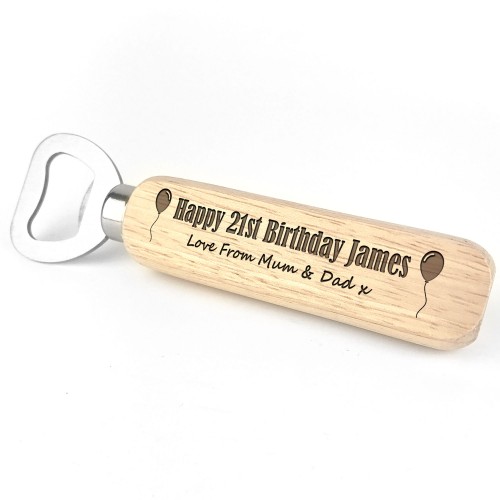 Personalised 18th 21st 30th 50th Birthday Wooden Bottle Opener