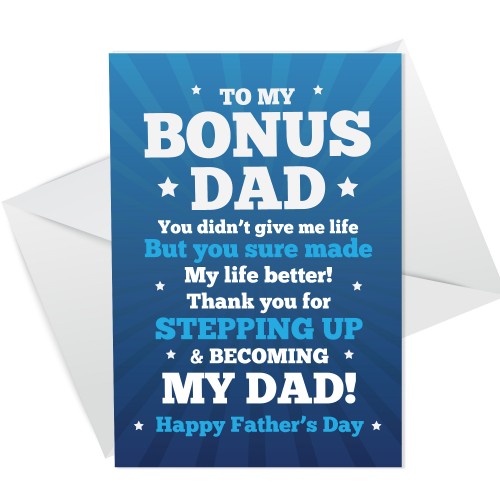 STEP DAD CARD For Fathers Day Thank You Card For Step Dad