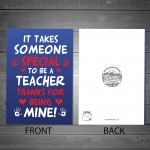 Thank You Card For Teaching Nursery Pre School Teacher Card