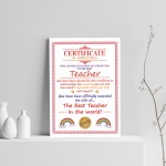 Teacher Gifts Thank You Gift For Him Her A4 Certificate Leaving