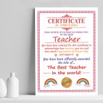 Teacher Gifts Thank You Gift For Him Her A4 Certificate Leaving