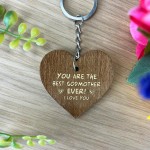 Godmother Gifts Wooden Keyring Thank You Gift For Godmother