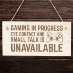 Funny Gaming Sign Wood Hanging Plaque Man Cave Bedroom Sign