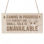 Funny Gaming Sign Wood Hanging Plaque Man Cave Bedroom Sign