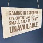 Funny Gaming Sign Wood Hanging Plaque Man Cave Bedroom Sign