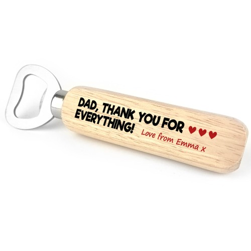 Thank You Dad Gift Wooden Personalised Bottle Opener Dad Gifts