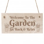 Garden Welcome Sign Engraved Wood Plaque Gift For Garden Shed