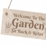 Garden Welcome Sign Engraved Wood Plaque Gift For Garden Shed